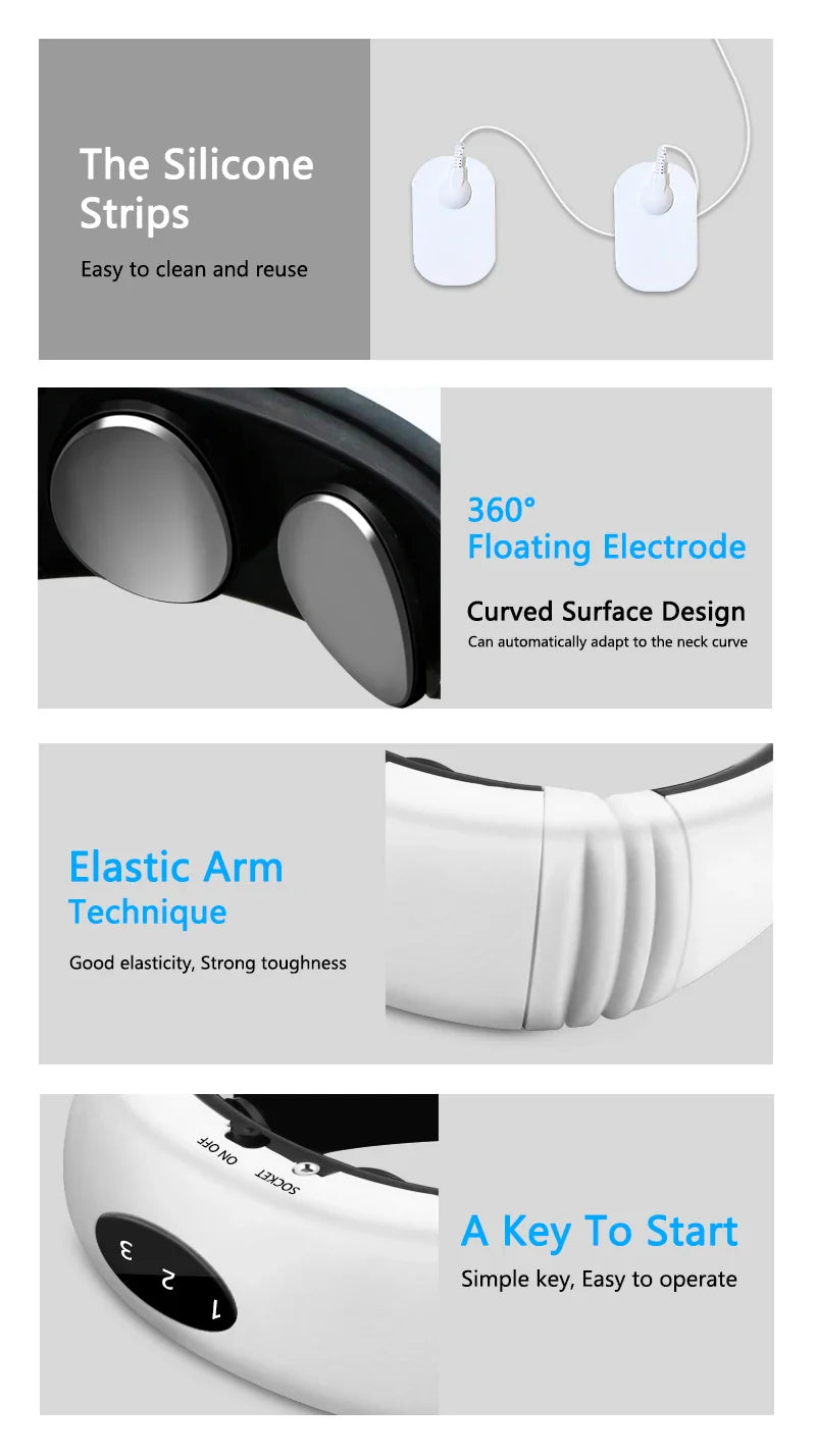 A wireless neck massager with an adjustable design for targeted neck pain relief and muscle relaxation.