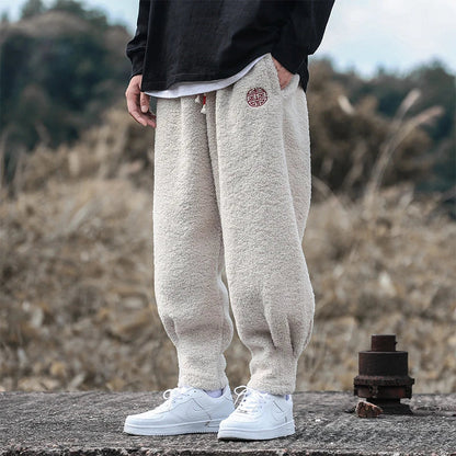 Men's Retro Style Loose Casual Trousers in a variety of colours, including milky white, brown, and black