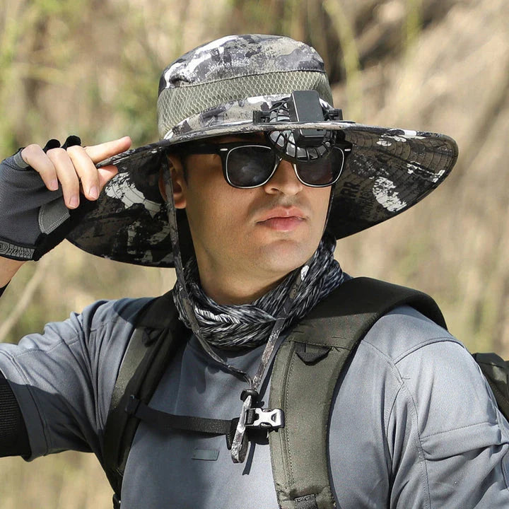 Versatile outdoor sun hat made of premium nylon fabric, providing sun protection and breathability for hiking, climbing, and fishing activities