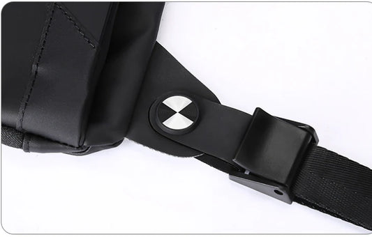 A sleek, sophisticated messenger bag made of premium PU leather, designed for the modern, urbane gentleman in the UK.