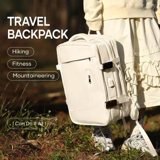 Premium Expandable Travel Backpack with Laptop Sleeve, Water-Resistant Nylon, and Adjustable Capacity