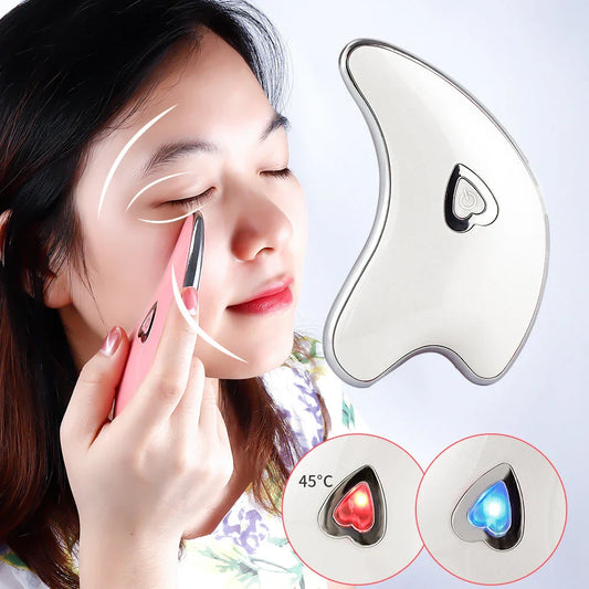 Electric Guasha Face and Neck Vibration Massager with Micro-Current Ion Technology for Skin Rejuvenation