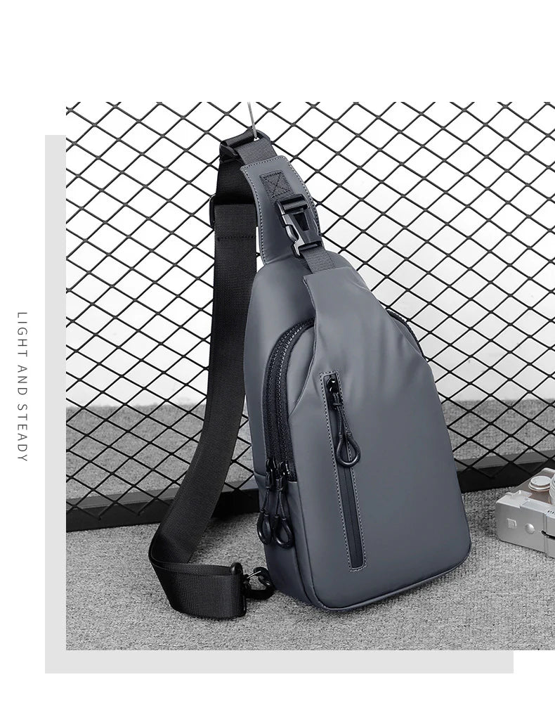 Versatile blue sling crossbody backpack for men with adjustable strap and spacious interior
