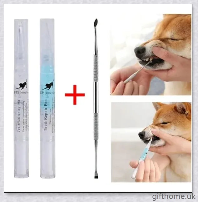Dog Teeth Plaque Removing Pens - Premium dental cleaning system for dogs with dual-pen design and all-natural ingredients