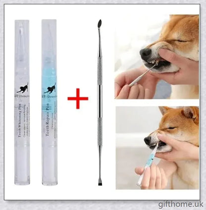Dog Teeth Plaque Removing Pens - Premium dental cleaning system for dogs with dual-pen design and all-natural ingredients