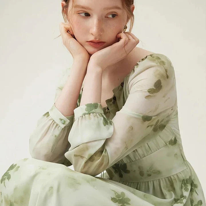 Elegant Chinese-Style Romantic Dress for Women in Creamy-White Colour
