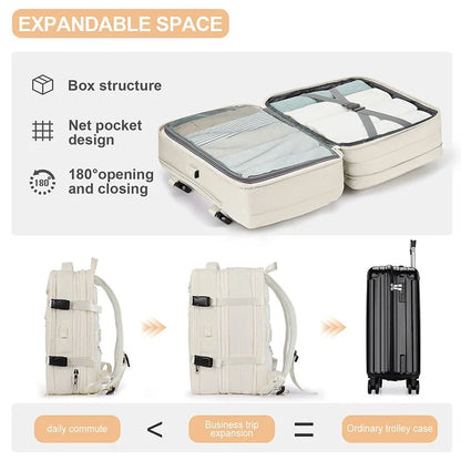 Premium Expandable Travel Backpack with Laptop Sleeve, Water-Resistant Nylon, and Adjustable Capacity