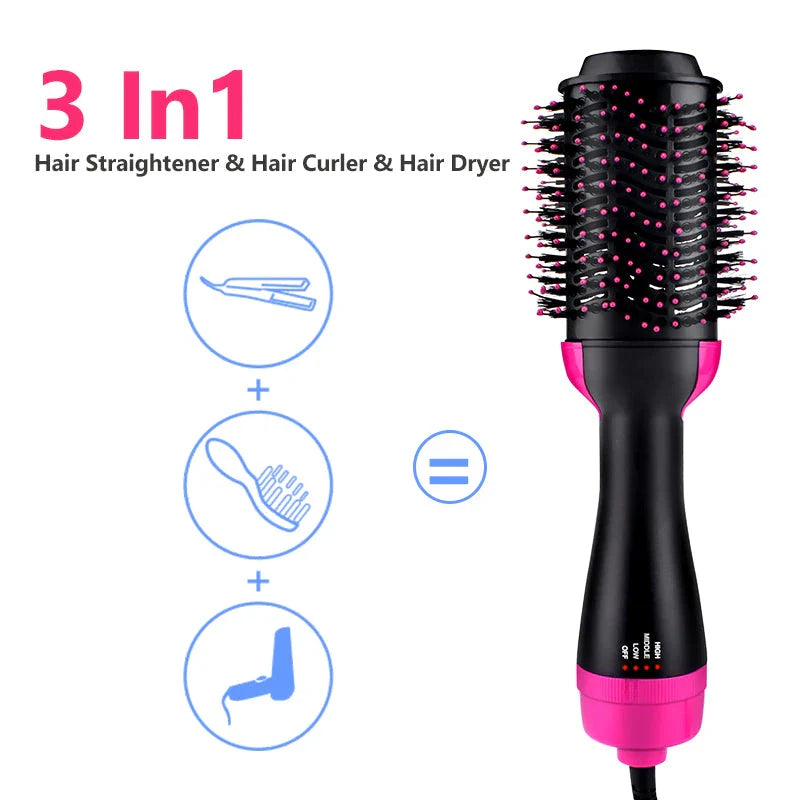 3-in-1 Hair Dryer and Volumizer Brush with Negative Ion Technology for Salon-Quality Styling at Home