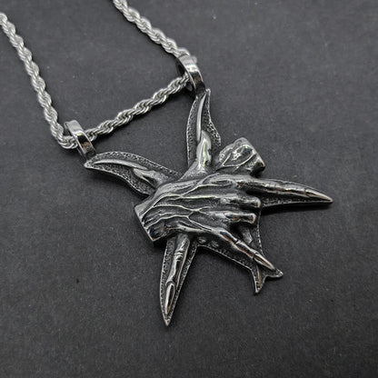 Sleek three-dimensional titanium steel pendant necklace in two chain length options