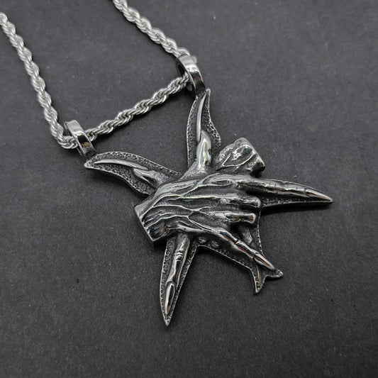 Sleek three-dimensional titanium steel pendant necklace in two chain length options