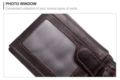 Premium British cowhide leather wallet with multi-card design and anti-magnetic protection