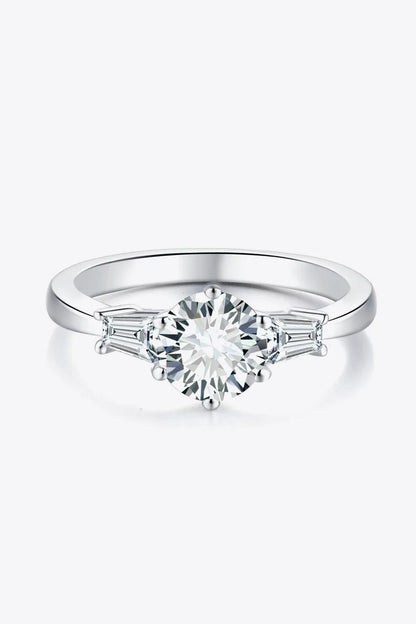 Captivating moissanite and platinum-plated ring with a sleek, minimalist design