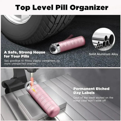 Portable Waterproof Metal Weekly Pill Box Organiser - Durable, Waterproof, and Compact Design