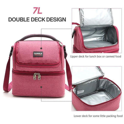Premium insulated cooler bag with dual compartments for chilled drinks and snacks, made from durable Oxford cloth in a range of stylish colours.