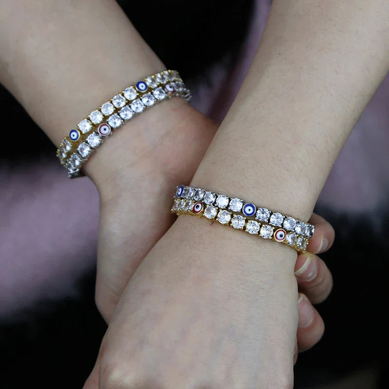 Elegant 5mm zircon tennis bracelet in silver or gold with adjustable length options