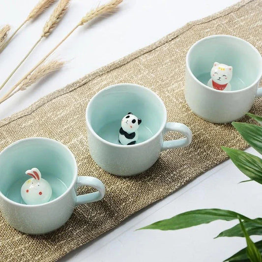 Charming 3D cat-shaped ceramic coffee mug with a whimsical design and generous 220ml capacity