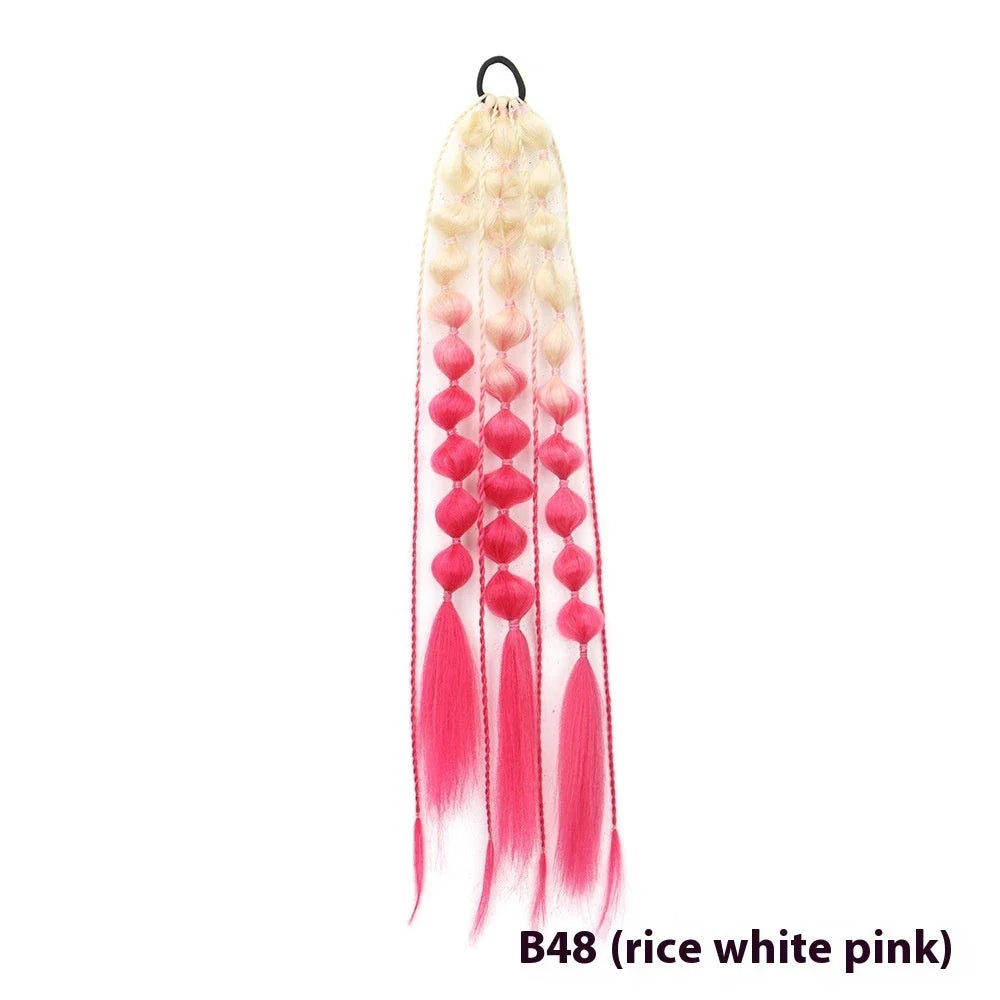 Elegant bubble braid wig in various vibrant lantern-inspired colours