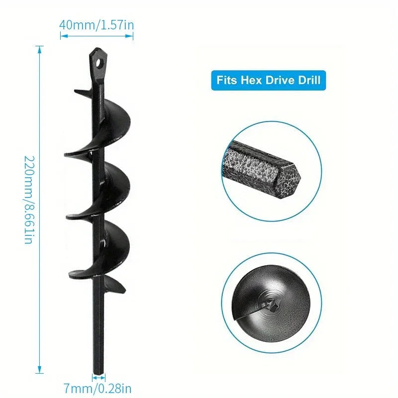Premium heavy-duty garden soil auger drill bit made of alloy steel for effortless planting and digging in UK gardens
