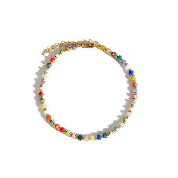 Exquisite British multi-gem turquoise necklace with sterling silver setting and round bead chain