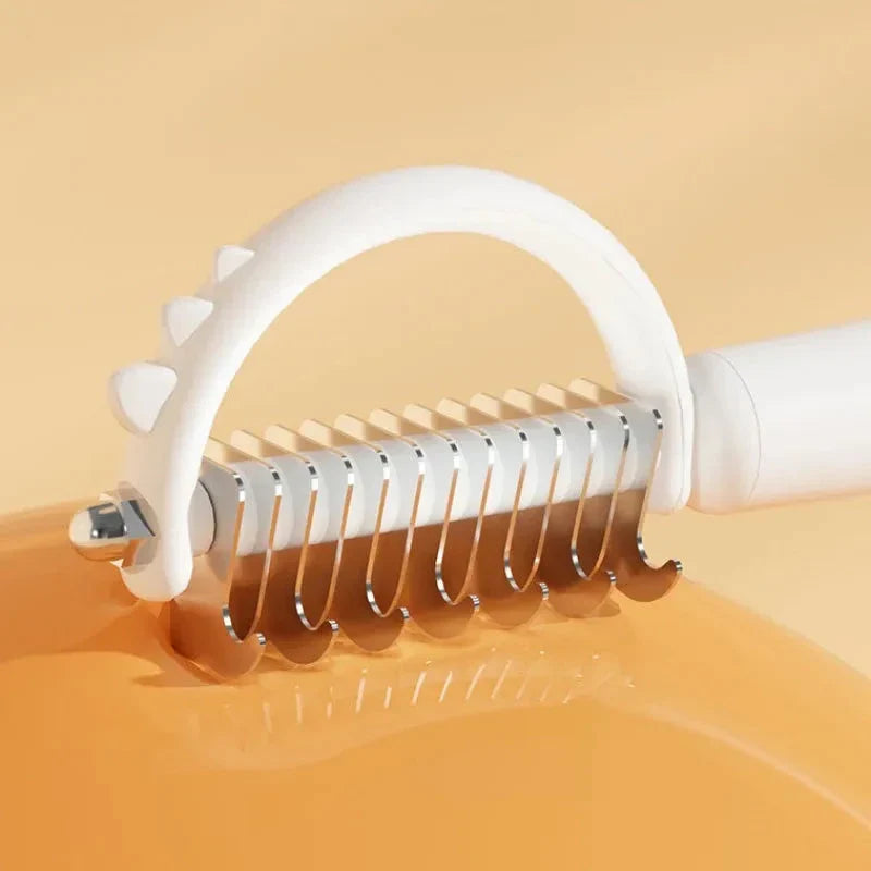 Premium double-sided stainless steel dog grooming comb with fine and coarse teeth for effortless knot removal and coat care