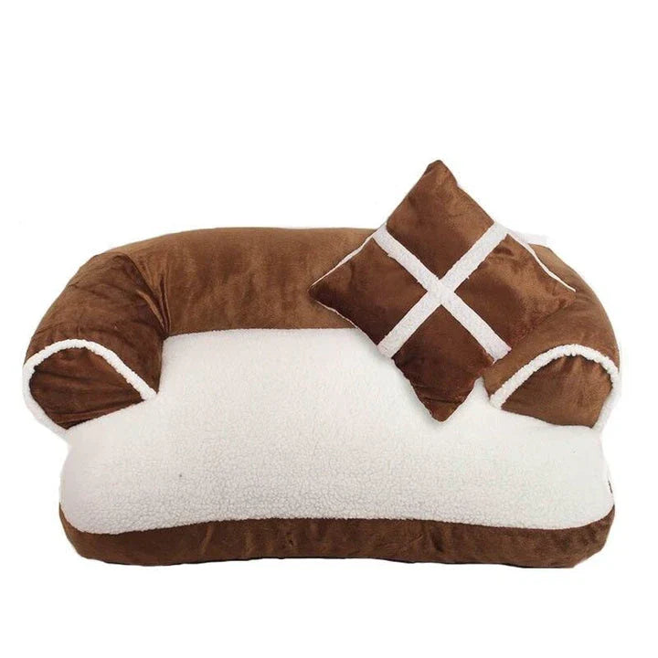 Luxury Comfy Pet Sofa Bed in multiple sizes, featuring plush fabric and modern design for ultimate relaxation and comfort for your furry friend.