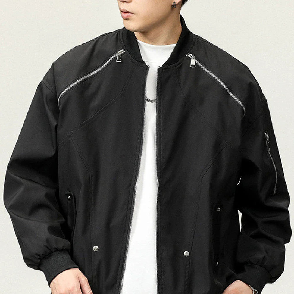 Premium high-street workwear jacket for men in black and purple colours, featuring a sleek, modern silhouette and durable construction.