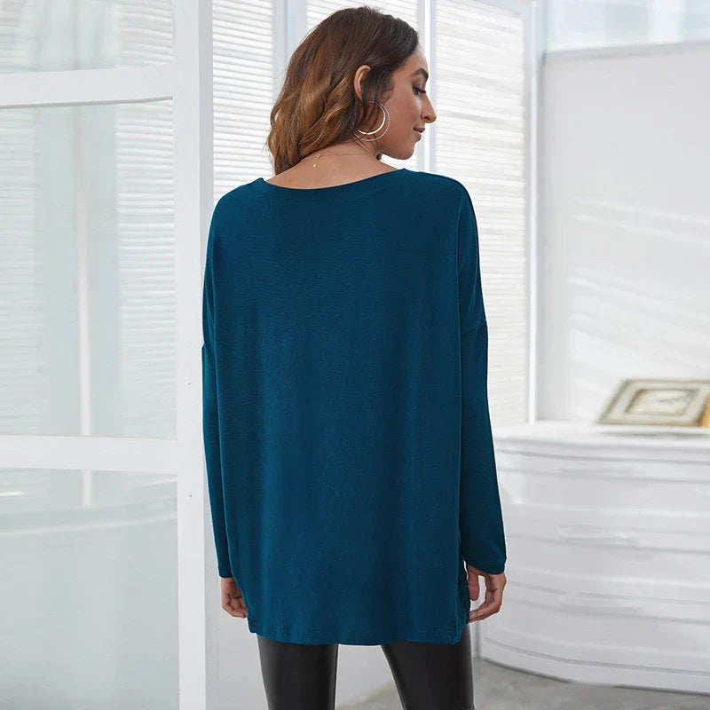 Stylish diamond lace patchwork t-shirt in various colours for everyday wear