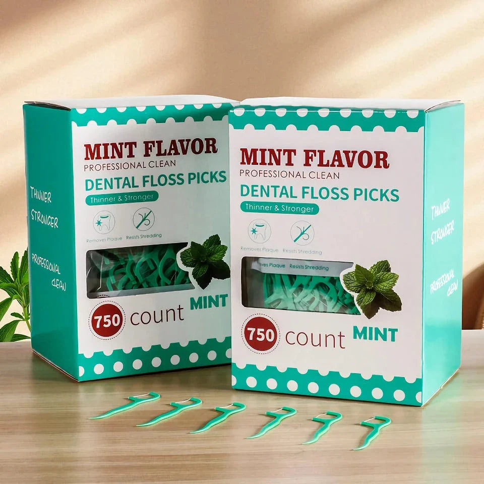 Premium mint-infused dental floss sticks for thorough interdental cleaning and fresh breath on the go