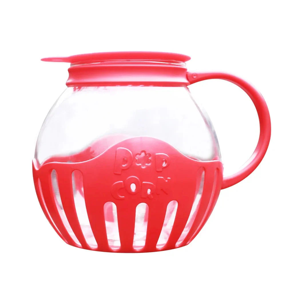 Premium microwave glass popcorn popper with silicone lid for easy steam release and portion control