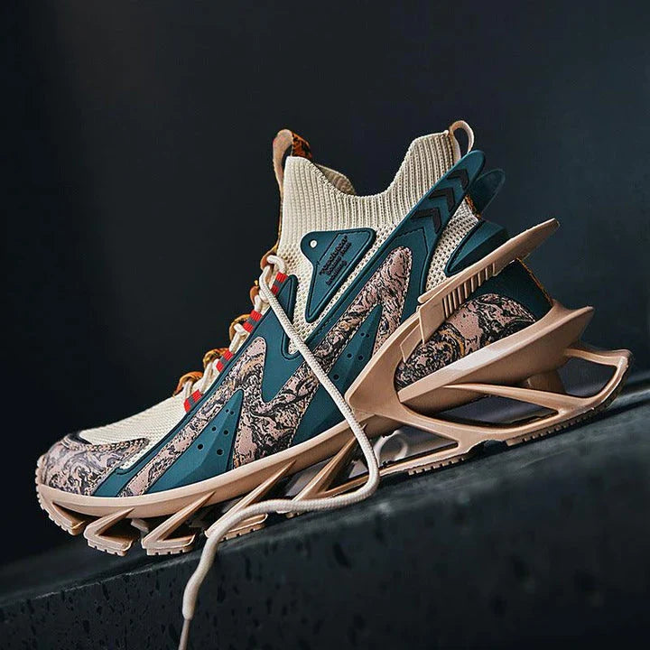 Premium sports trainers with breathable mesh upper and thick, shock-absorbing soles