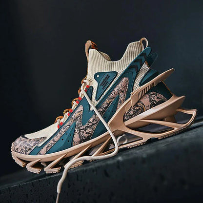 Premium sports trainers with breathable mesh upper and thick, shock-absorbing soles