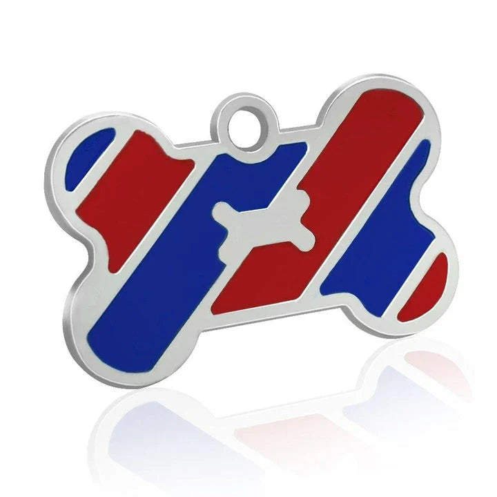 Premium stainless steel dog ID tag with bone-shaped design and engraving option for personalisation