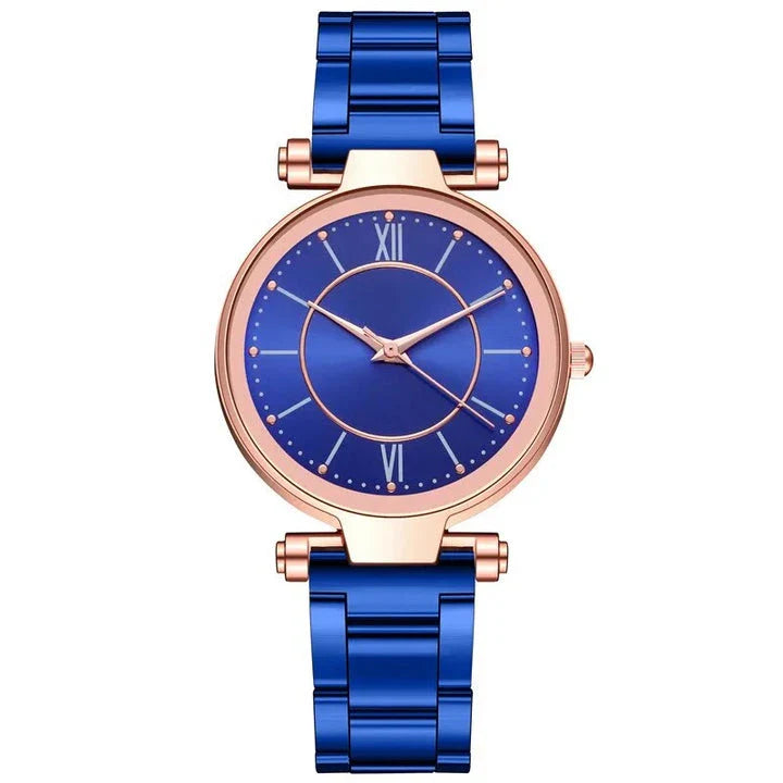 Exquisite rose gold stainless steel ladies' quartz watch with a classic, elegant design