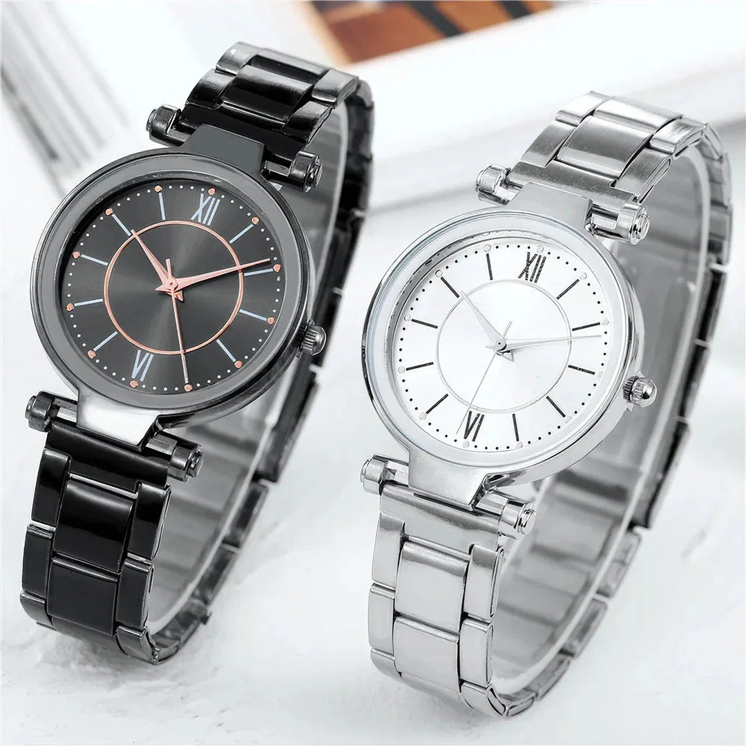 Exquisite rose gold stainless steel ladies' quartz watch with a classic, elegant design
