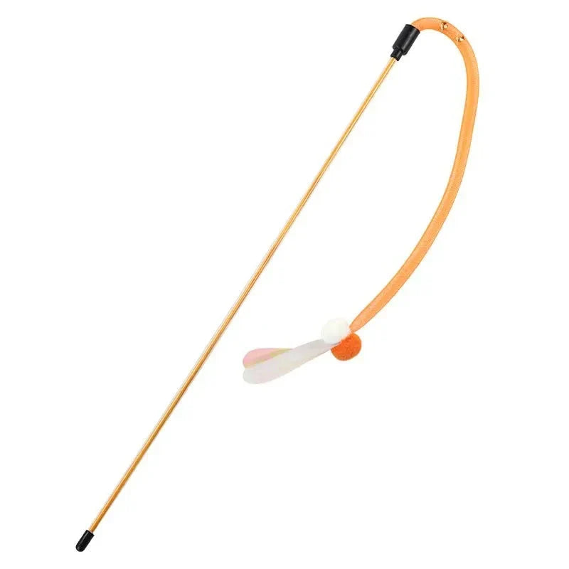 Interactive cat toy with butterfly teaser, bell, and wool ball for entertaining and engaging your feline companion