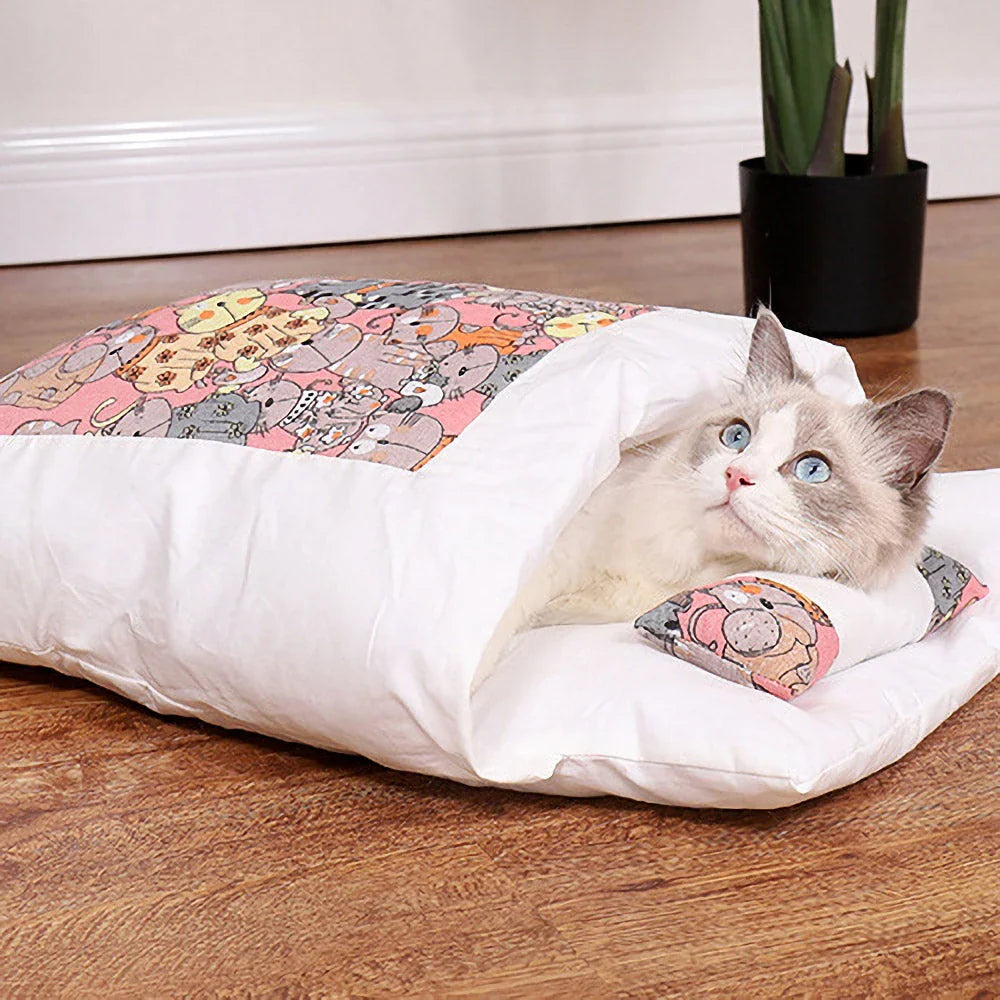 Printed Cat Cave Bed in various sizes and colours, providing cosy and secure retreat for cats