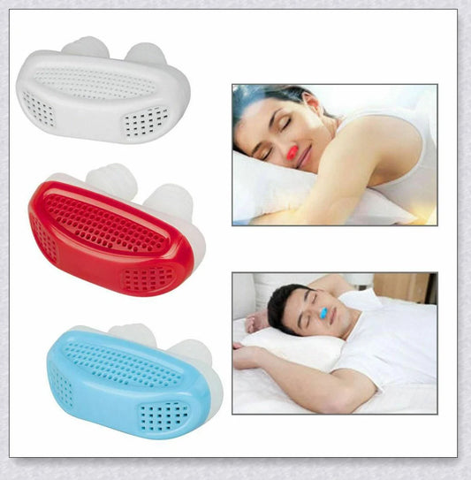 Maskless, cordless anti-snoring device for sleep apnea relief, featuring innovative air filtration system and compact, discreet design