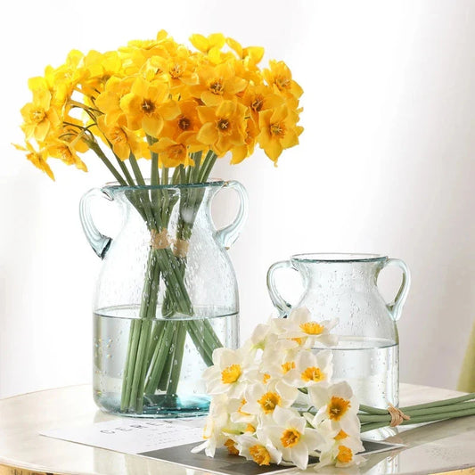 6-Piece Artificial Narcissus Flower Bouquet in White, Ideal for Home Decor, Weddings and Events