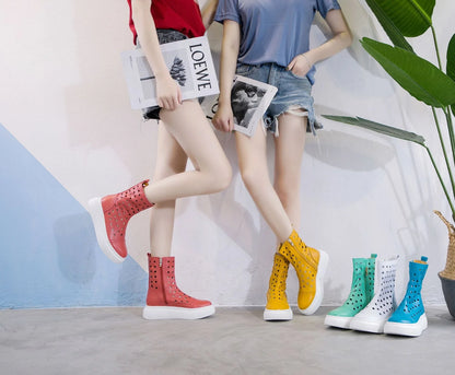 Premium British-crafted genuine leather platform shoes in a variety of colours, designed for fashionable ladies