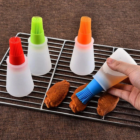 Silicone basting brush set in green colour, designed for easy and precise application of sauces, oils, and marinades during cooking