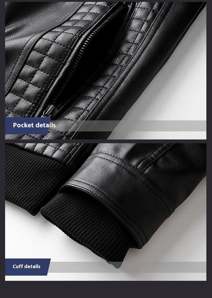 A stylish hooded PU jacket in black, designed for warm winter wear with practical features and a tailored fit.