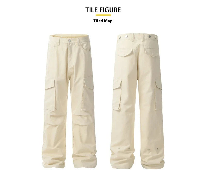 Premium men's overalls with innovative three-dimensional pleated design and large pockets, made from durable cotton fabric