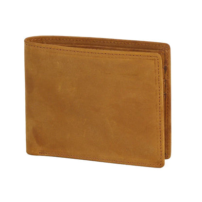Premium short leather wallet in brown, tan, and black colours for British gentlemen