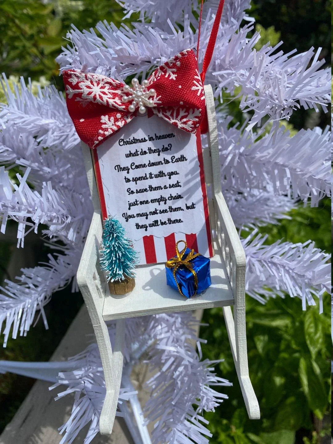 Charming Christmas ornament featuring a rustic-style 'Christmas in Heaven' design as a memorial for departed loved ones