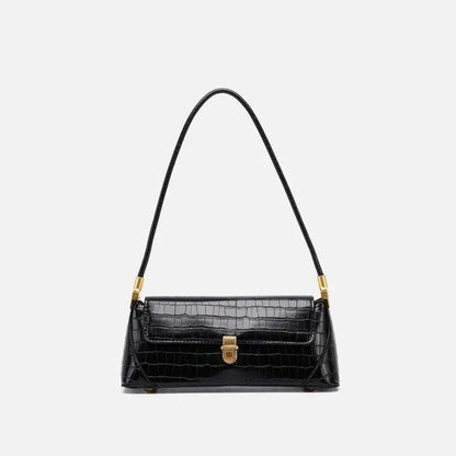 Stylish Trendy Shoulder Bag with Crocodile Pattern, Made of Premium PU Material for Versatile British Fashion