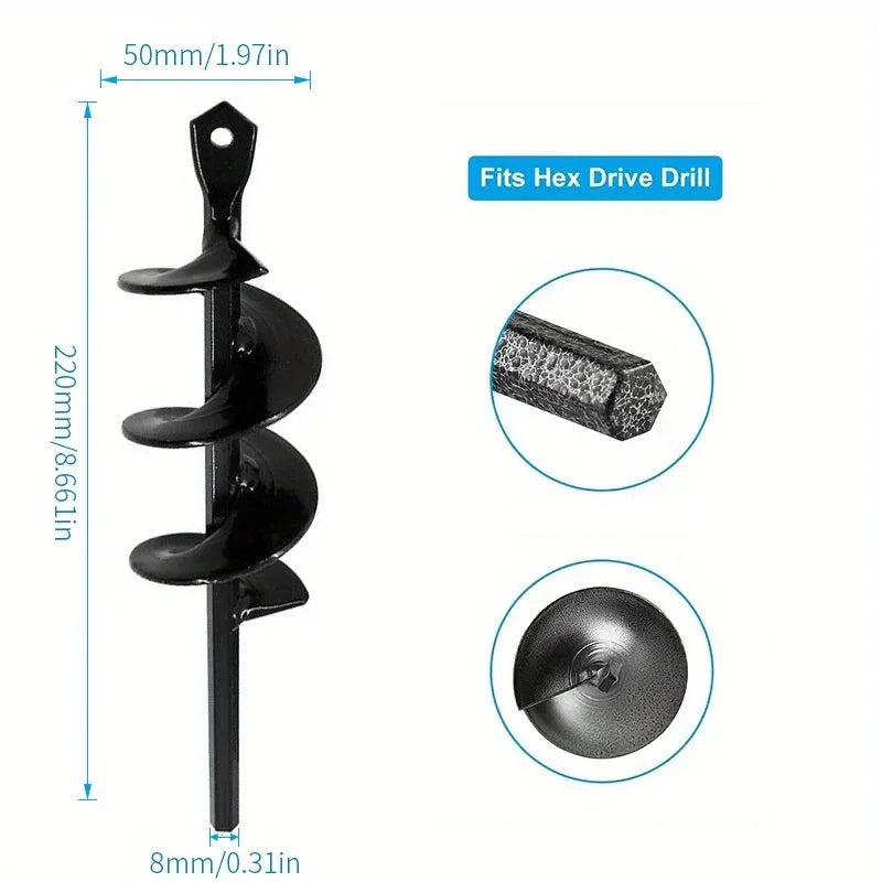 Premium heavy-duty garden soil auger drill bit made of alloy steel for effortless planting and digging in UK gardens