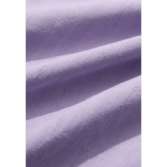 Women's French Tea Break Short-sleeve Dress with Puff Sleeves, Turn-down Collar, and Lace-up Detailing