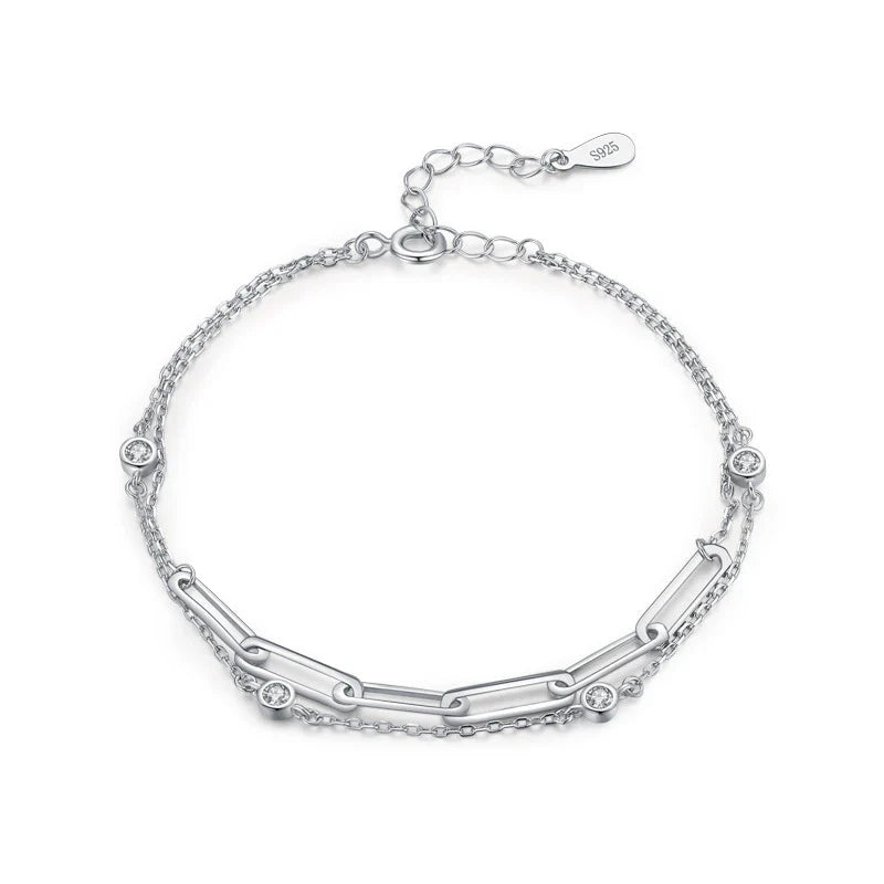Elegant ladies' fashion accessory bracelet with a premium micro-inlay design and adjustable chain length