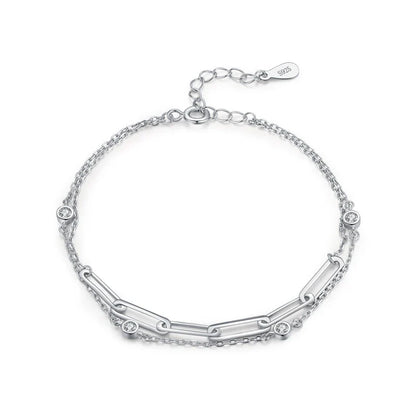 Elegant ladies' fashion accessory bracelet with a premium micro-inlay design and adjustable chain length