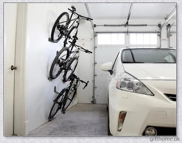 Sturdy black carbon steel bicycle wall mount rack for securing bikes and mountain bikes to the wall